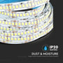 Grafikk med V-TAC LED-stripe rullet flere ganger og markering av produktets IP20-klassifisering.