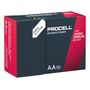Emballagen til Duracell Procell Alkaline Intense AA-batteri PX1500, en mørk æske med røde felter og AA-mærkning.