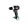 Metabo BS 18 LT BL Solo sett skrått forfra med synlig modelltekst, tom borechuck og sølvfarget beltekrok.
