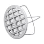 Duka ventilrist type 110.21 i aluminium med insektnet og en diameter på 77 mm, vist mod hvid baggrund.
