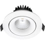 Nordtronic Velia Tilt LED downlight 230V IP44, kipvinkel 30°, 3000K, 10,9W, 740lm, rund, hvit (matt)