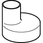 Skematisk tegning af Geberit excentrisk reduktion, 125x75mm sort PEH, viser den excentriske form.