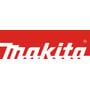 Makita logo i hvidt på rød baggrund, symboliserer brandets kvalitet og styrke.