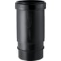 Geberit PEH-langmuffe på 40 mm sett forfra med åpen muffe, svart overflate og preget merking.