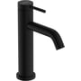 Hansgrohe Tecturis S 110 håndvaskarmatur i mat sort finish med et slankt 1-grebs design og buet tud.