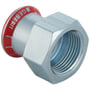 Geberit Mapress FZ el-forzinket overgang med muffe til 35mm rør og 3/4" gevind, fremstillet af stål.