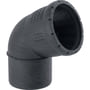 Geberit Silent-Pro bøjning 67.5 grader til 50 mm rør i mørkegrå plast, med synlig indgravering.