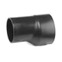 Geberit excentrisk reduktion i sort PEH materiale, 50 mm til 40 mm, vist fra siden på hvid baggrund.