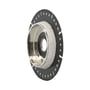 Norton-blad på 125 x 22,23 mm sett på skrå med svart, slisset skive, grov fresering og metallnav.