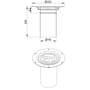 Teknisk tegning af Blücher Circle overdel med dimensioner for cylinder, flange og højde.
