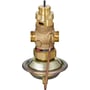 Danfoss AVQM flowregulator i rødbronze med G 3/4" A tilslutning og synlig kobberrørføring, vist på hvid baggrund.
