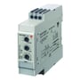 Carlo Gavazzi DAC01CM40 stjerne-trekant-timer sett skrått forfra med tre justeringsknapper, tidsskalaer og skruterminaler.