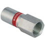 Geberit Mapress FZ indstiksmuffe i el-forzinket stål, 35 mm x 1/2", med rød Geberit-markering og udvendigt gevind.