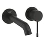 Grohe Essence 2-hulls servantbatteri i Phantom Black med vegghengt, buet tut og separat, slankt metallgrep.