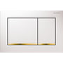 Geberit Omega30 betjeningsplade i hvid med elegante gulddetaljer, designet til dobbeltskyl.