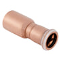 Geberit Mapress reduktion i kobber med dimensioner 22 x 15 mm, vist på hvid baggrund.