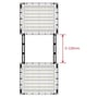 Måltegning av LEDlife Helios 150 W vekstlampe med to lysmoduler og justerbar avstand på opptil 228 mm.
