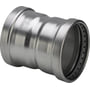 Viega G1 Sanpress Inox XL dobbeltmuffe i rustfrit stål med dimensionerne 88,9 x 88,9 mm på hvid baggrund.