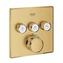 Grohe Grohtherm SmartControl termostatbatteri i messing børstet finish med 158mm firkantet plade og 3 betjeningsknapper.
