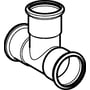Teknisk tegning af Geberit Mapress T-stykke i kobber med 22mm samlinger og prestilslutning.