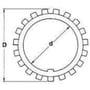 Diagram af SKF MB 18 låsering med angivet indvendig diameter 'd' og udvendig diameter 'D'.