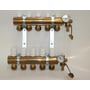Komplet Pettinaroli fordeler system med 5 kredse på hver af de to messingrør, inklusiv manometer og endestykker.