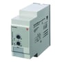 Carlo Gavazzi PAA01DM24 tidsrelé sett forfra og fra siden med tidsvelger, områdeknapp og tekniske markeringer.