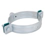 Walraven HD500 rørklammer sett på nært hold, med to bolter, grønne innlegg og gjengemuffe for 1/2".