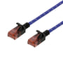 DELTACO Tough Slim CAT.6A U/UTP Patch kabel, 28AWG, 3.8mm, 1 meter, blå