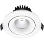 Nordtronic Velia Tilt LED downlight 230V IP44, kipvinkel 30°, 2700K, 10,9W, 650lm, rund, hvit (matt)