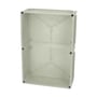 Fibox EK SOLID kassebund i grå polycarbonat, 560x380x150 mm, med synlige indvendige monteringspunkter og forstærkningsribber.