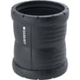 Geberit Silent-Pro dobbelt stikmuffe med en diameter på 90 mm, fremstillet i sort plast med synlige ribber og Geberit logo.