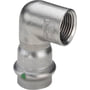 Viega G1 Sanpress Inox overgangsvinkel 90 grader, 15 mm presfitting og 3/4" indvendigt gevind i rustfrit stål.
