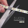 Tegning av V-Tac LED-stripe som klippes ved markeringen etter tre LED-er.