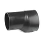 Geberit excentrisk reduktion 110 x 50 mm i sort PEH materiale med glat finish på hvid baggrund.
